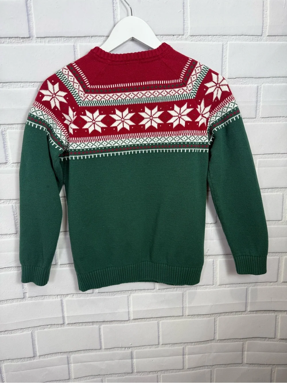 Kids Christmas Fair Isle Snowflake Sweater Red Green Holiday Pullover/12